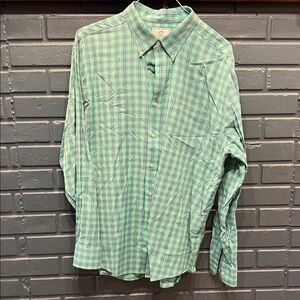 Southern Tide Men's Green and Blue Plaid Shirt